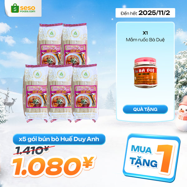 5 gói Bún bò Huế Duy Anh - Tặng 1 Mắm ruốc bà Duệ