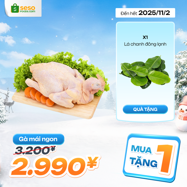 Gà ngon nguyên con - Tặng 1 túi lá chanh đông lạnh