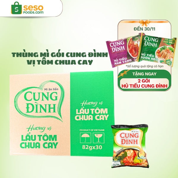 Thùng mì gói Cung Đình vị tôm chua cay - Tặng 2 gói hủ tiếu Cung Đình