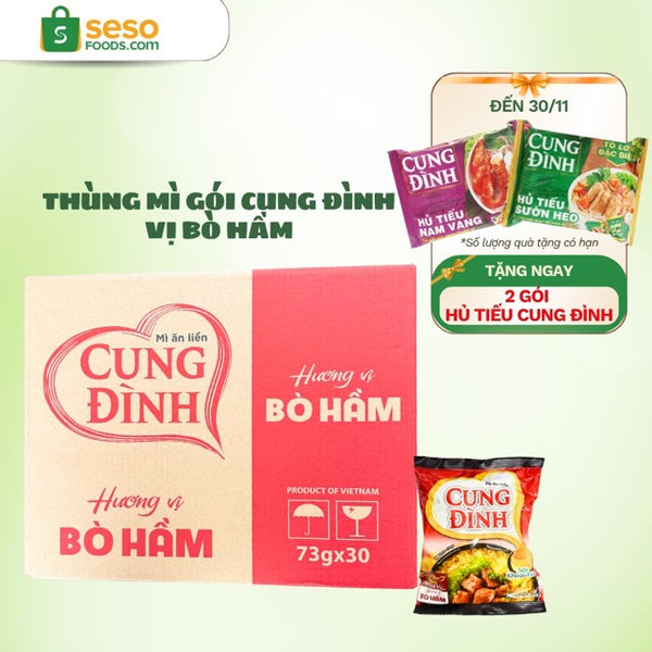 Thùng mì gói Cung Đình vị bò hầm - Tặng 2 gói hủ tiếu Cung Đình