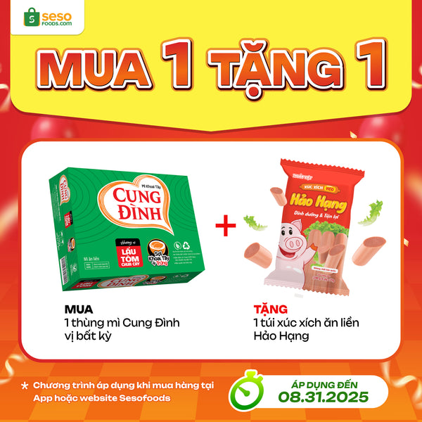 [MUA 1 TẶNG 1] Thùng mì Cung Đình - Tặng 1 túi Xúc xích 4 cây