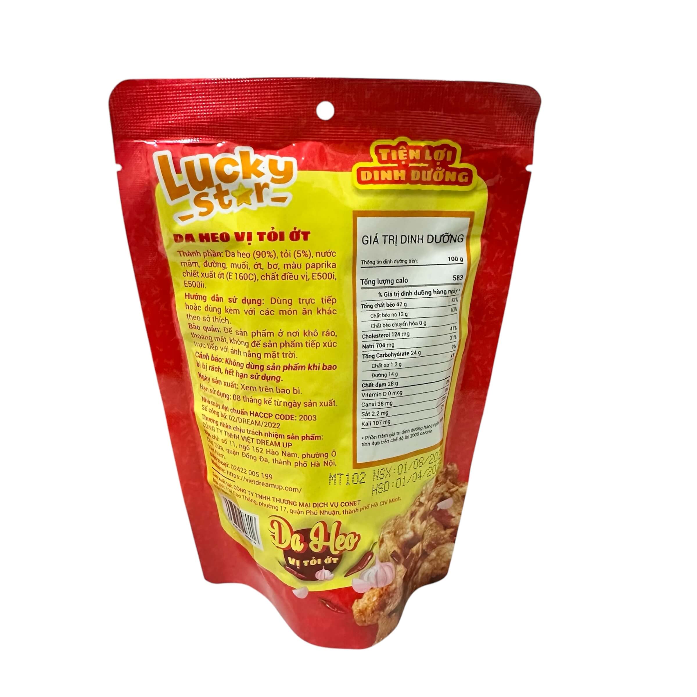 Snack da heo chiên giòn Lucky star - Tỏi Ớt 25g