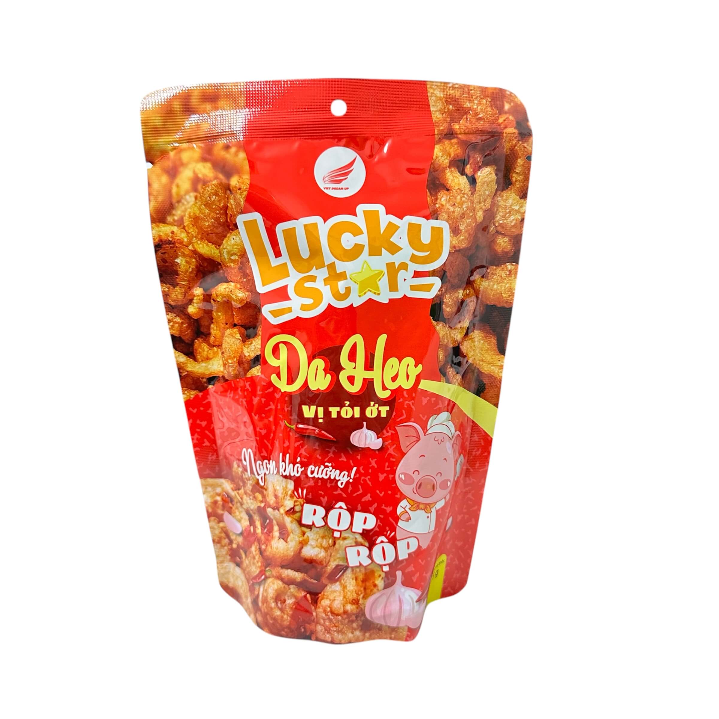 Snack da heo chiên giòn Lucky star - Tỏi Ớt 25g